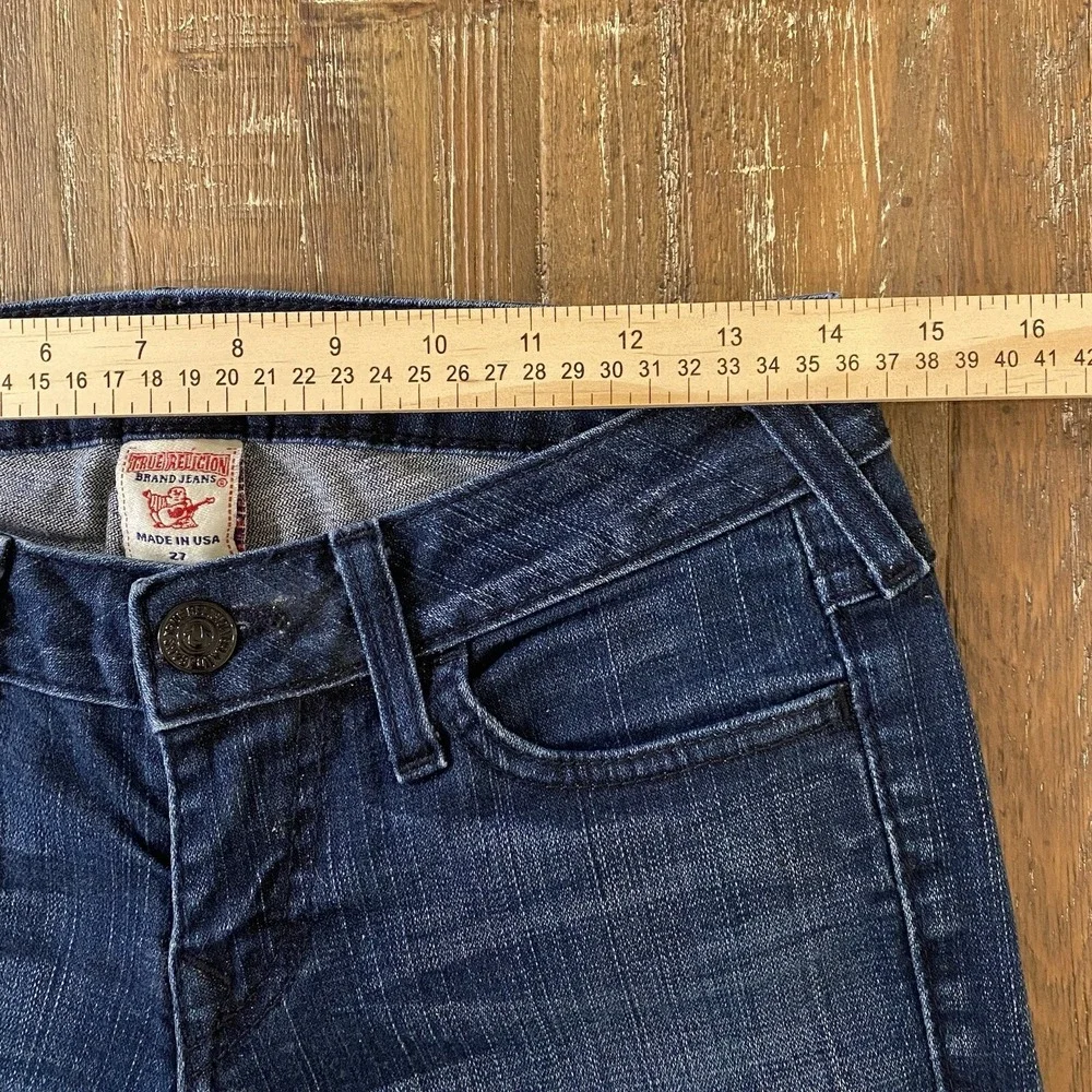 True Religion BILLY SUPER T World Tour Jeans Womens 28x32 Dark Wash USA READ - Picture 4 of 13